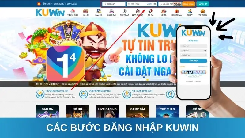 Các bước đăng nhập Kuwin