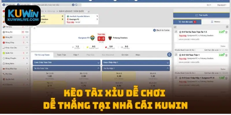 Kèo Tài Xỉu dễ chơi dễ thắng tại nhà cái Kuwin