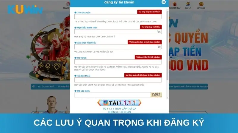 Các lưu ý quan trọng khi đăng ký