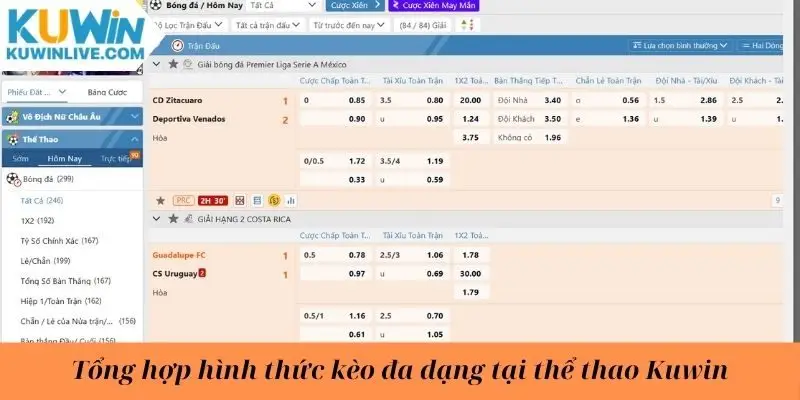 Tổng hợp hình thức kèo đa dạng tại thể thao Kuwin